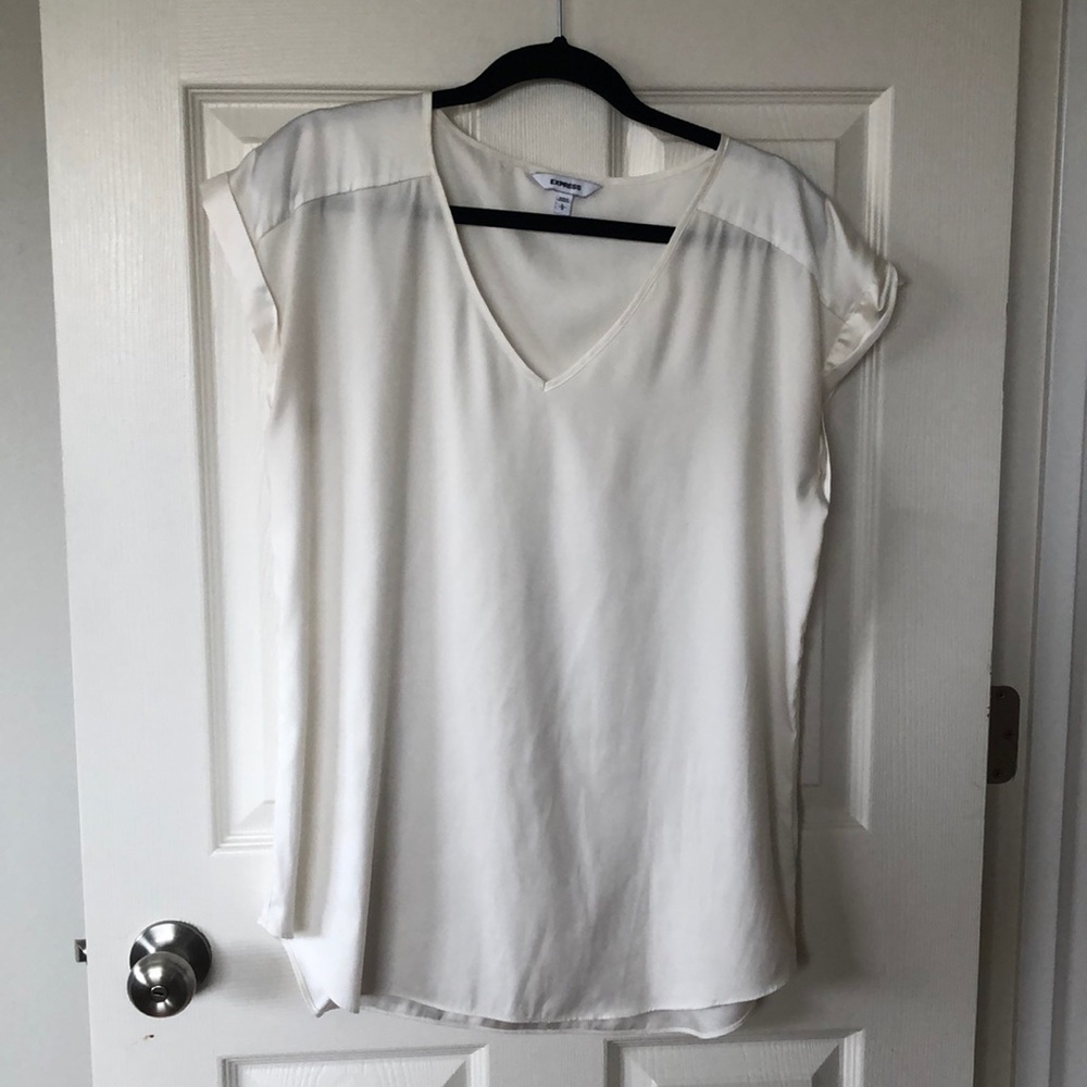Express Gramercy V-neck Top - Ivory